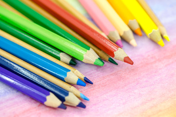 Large colored pencils close-up