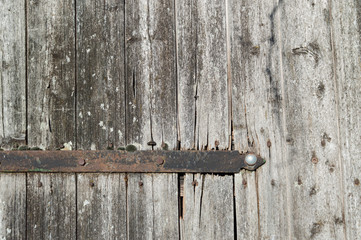 iron on old wooden gate
