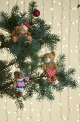 Christmas tree on a background of garlands.