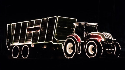 Christmas Tractor in the night