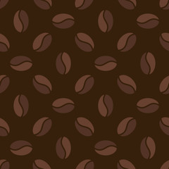 Brown seamless pattern with coffee beans - vector texture