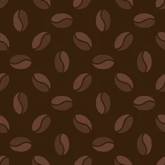 Deurstickers Bruin Bruin naadloos patroon met koffiebonen - vectortextuur