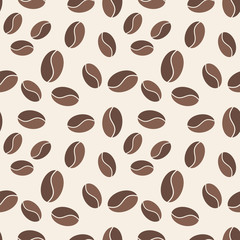 Coffee beans seamless pattern. Vector background 