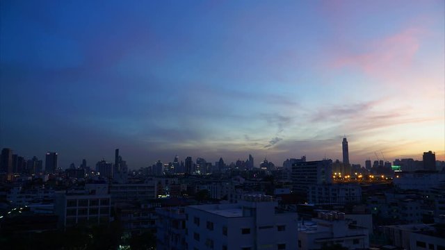 Time lapse beautiful Bangkok city on twilight 