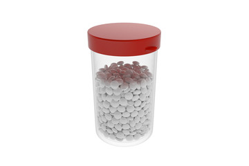 Medical bottles full drugs isolated on white background. 3d illustration