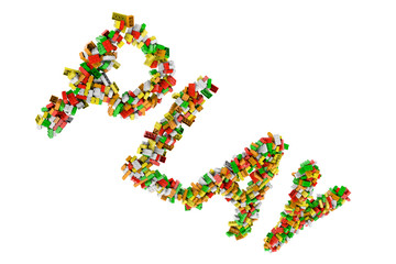 Word PLAY from the blocks of the constructor. Word with toy blocks of the constructor. 3d illustration