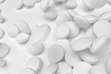Fototapeta na wymiar white pills on white background. 3d illustration