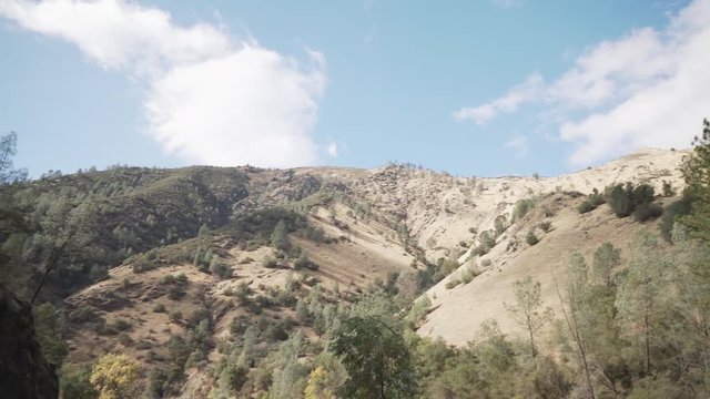 gimbal pan shot of merced river landscape