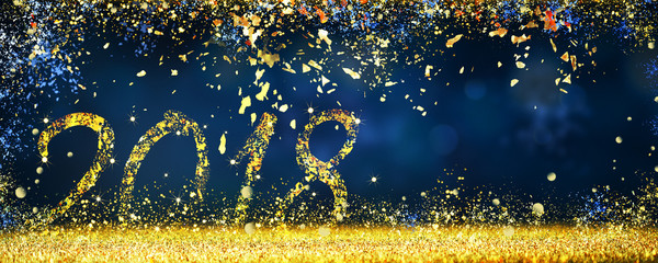 New year, 2018 banner, particles effect