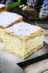 A Polish cream pie made of two layers of puff pastry, filled with whipped cream.