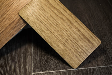 Samples of linoleum , the floor covering sample.