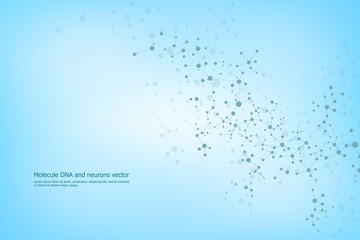 Abstract molecule background, genetic and chemical compounds, connected lines with dots, medical, technological and scientific concept, vector illustration.