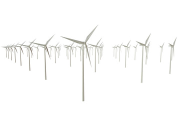 Wind Turbines isolated on white background. 3D illustration