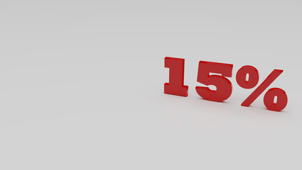15%. Porcentajes. Descuentos. 3D