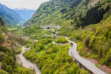 Highway in the Alps, Switzerland