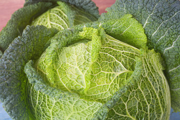 Cabbage heads, seasonal vegetables, close up