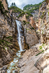 Fototapeta na wymiar Cascate Di Fanes Waterfalls - Dolomites, Italy