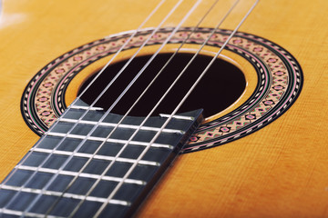 Acoustic wooden guitar