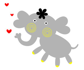 cute valentine elephant cartoon vector
