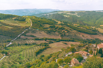 Fototapeta na wymiar Tuscany hills with road. Italy