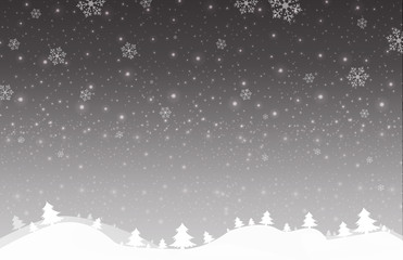 Merry Christmas and New Year of grey snow star light background on blue sky illustration, vector eps10