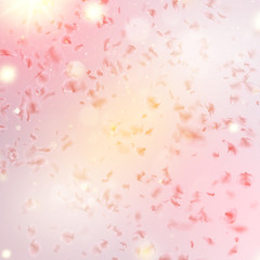 Sakura flying downwind petals on wind. EPS 10 vector