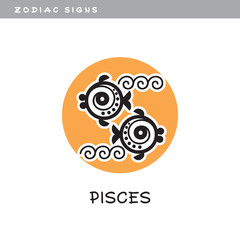 Fishes, Pisces - vector icon. Logo, zodiac sign, symbol of astrological calendar.