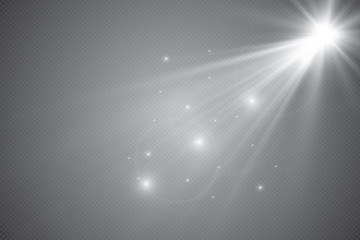 
Vector transparent sunlight special lens flare light effect. Sun flash with rays and spotlight.