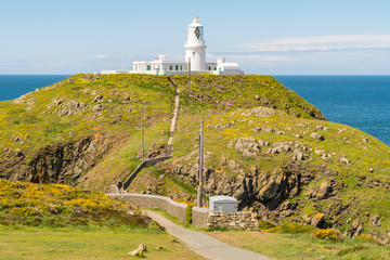 Strumble Head Lighthouse near Goodwick, Pembrokeshire, Dyfed, Wales, UK