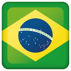 Icon representing square button flag of Brazil. Ideal for catalogs of institutional materials and geography