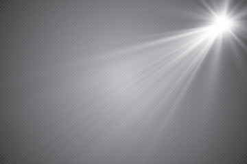 
Vector transparent sunlight special lens flare light effect. Sun flash with rays and spotlight.