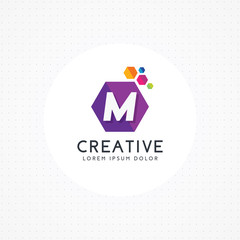 Creative hexagonal letter M logo, Letter M logo design vector with hexagon, vector logo template
