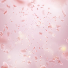 Sakura flying downwind petals on wind. EPS 10 vector