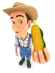 3d farmer holding corn cob © toonbundles