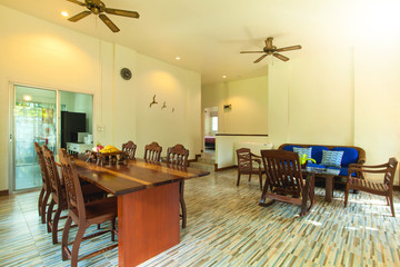 uxury interior design in livingroom of pool villa