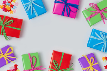 Obraz premium Gift boxes on white background