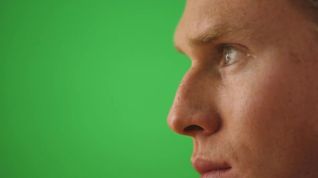 Close up profile of male face