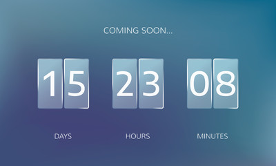 Modern design of a web countdown banner. Concept flat countdown counter. Vector illustration on blur background