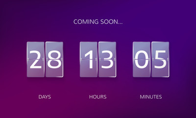 Announce countdown design. Count days, hours and minutes to caming soon event. Vector illustration