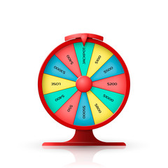 Wheel of fortune. 3d object isolated on white background. Vector illustration