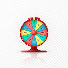 Jackpot win in the wheel of fortune. Wheel of fortune isolated on transparent background. Vector illustration