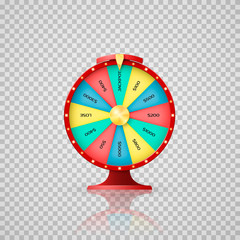 Jeckpot symbol of lucky lottery winner. Casino, wheel of fortune arrow point to jackpot. Vector illustration on transparent background