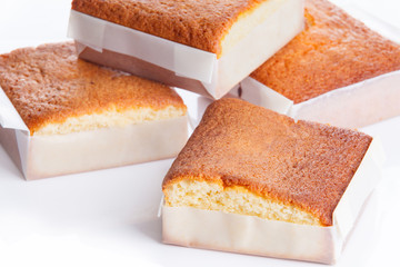 Sobao pasiego on white background