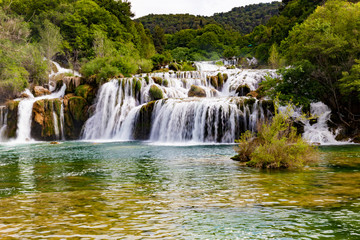 Fototapeta na wymiar Krka waterfall in the Croatian national park