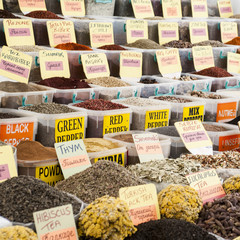 the colors, the aromas and the atmosphere of the Turgutris market in Turkey