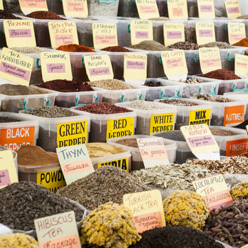 the colors, the aromas and the atmosphere of the Turgutris market in Turkey