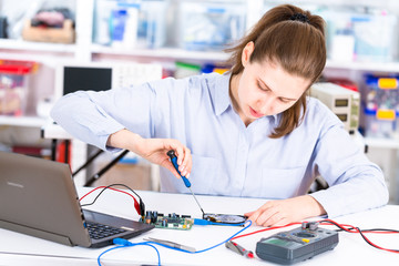 The girl in the lab with the hard drive HDD