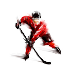 Fototapeta premium Digital color sketch of a hockey player