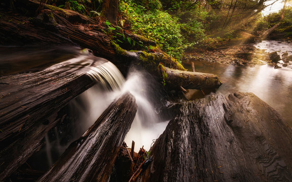 Small Waterfall in the Mountains of Northern California
