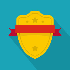 Badge warrior icon. Flat illustration of badge warrior vector icon for web